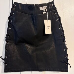 LF Evie lace up leather skirt S